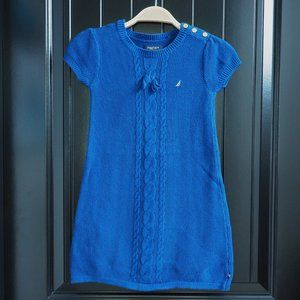 Nautica Girls' Woven Navy Blue Sweater Dress with Buttons - L(6)